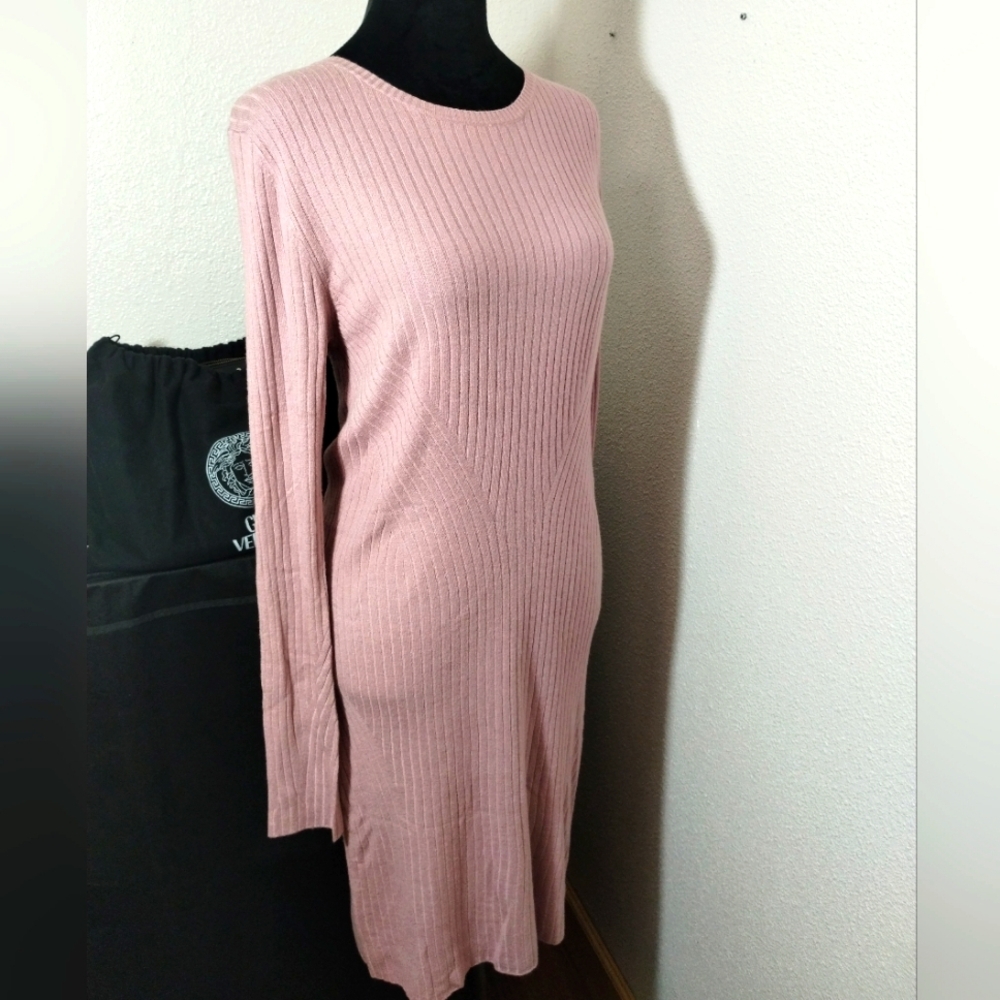 American Eagle Outfitters Pink Ribbed Soft Sweater Dress - Size L